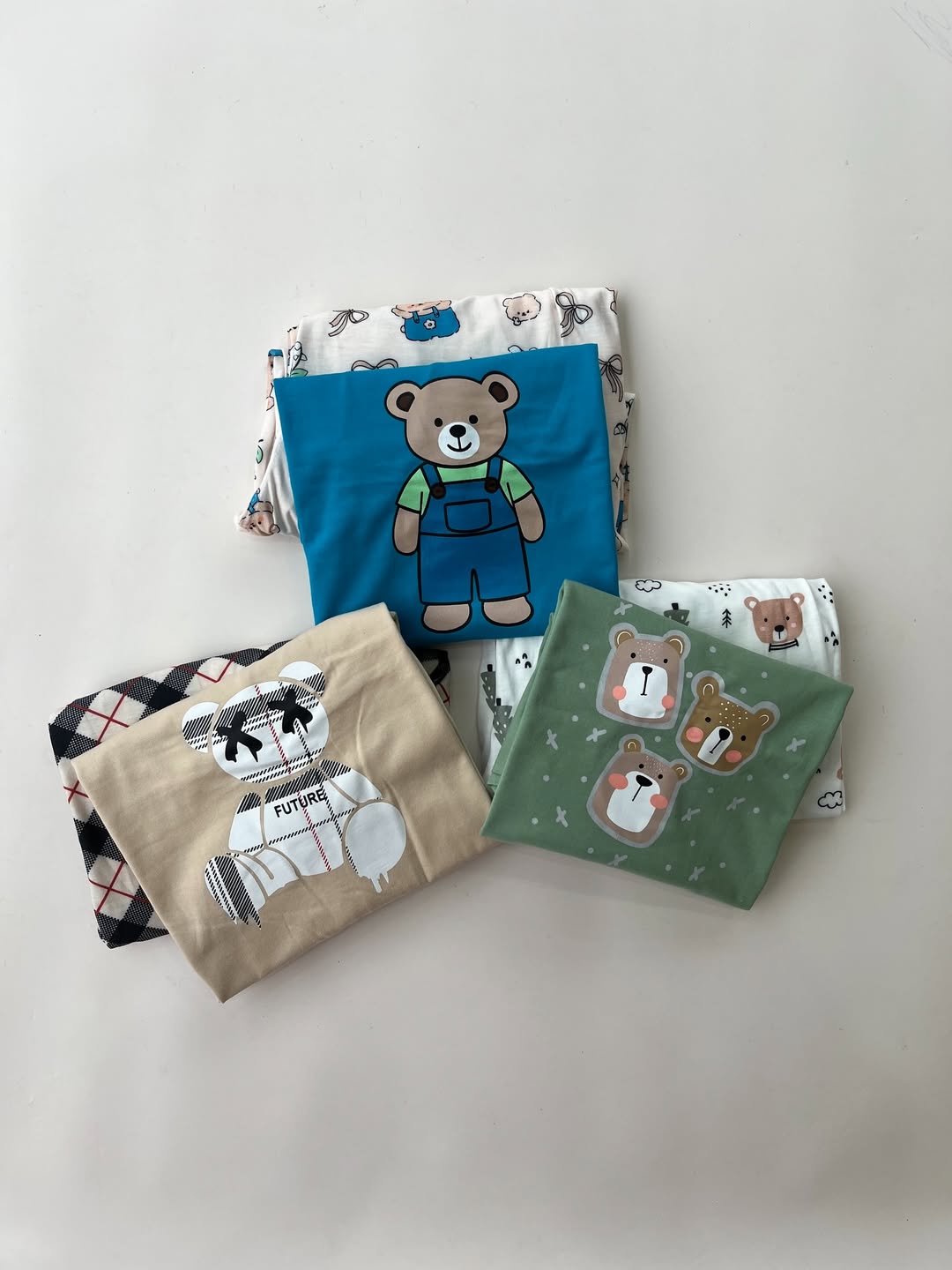 ست تیشرت شلوار عروسکی خرس کرم